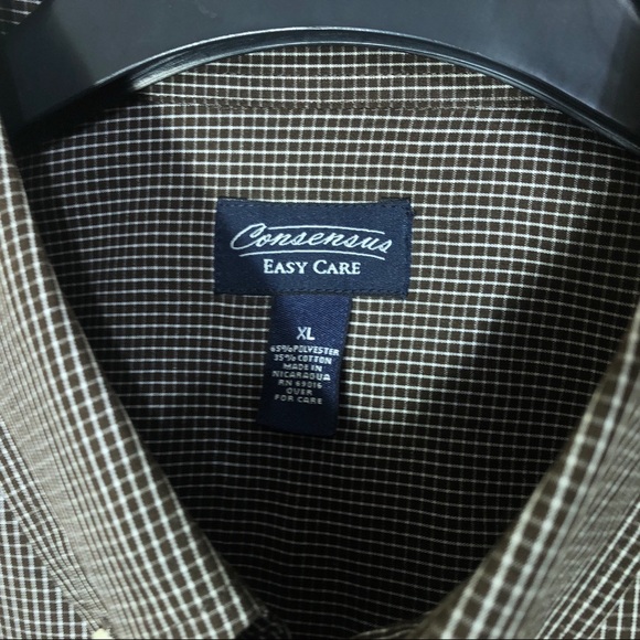 New Consensus Easy Care Mens Plaid Shirt - Picture 5 of 6